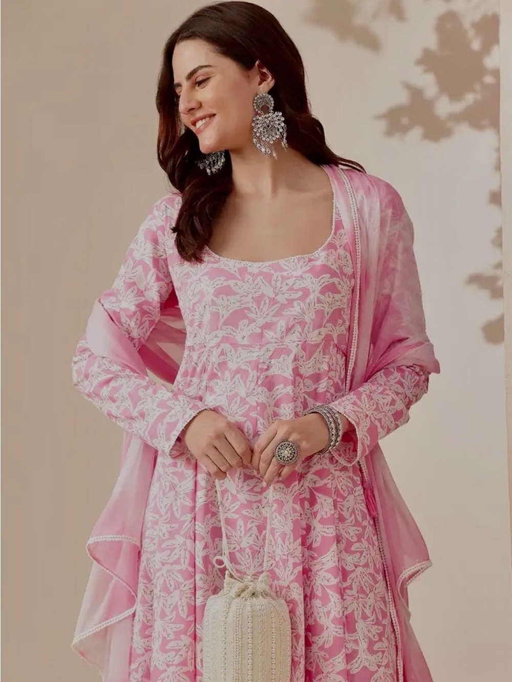 Pink Floral Anouk Anarkali Kurta
